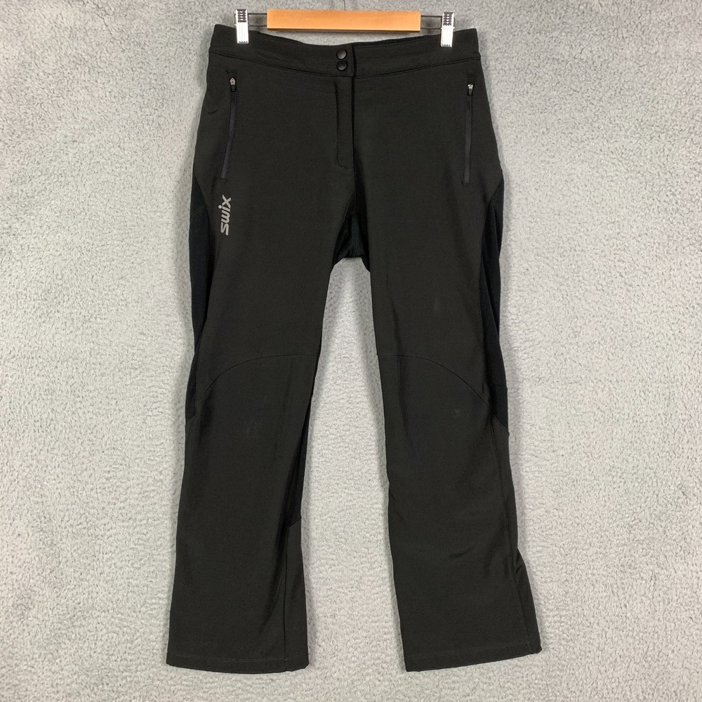 Swix Dynamic Pants Women's Medium Black Softshell‎ Stretch Fleece Lined Ski Snow